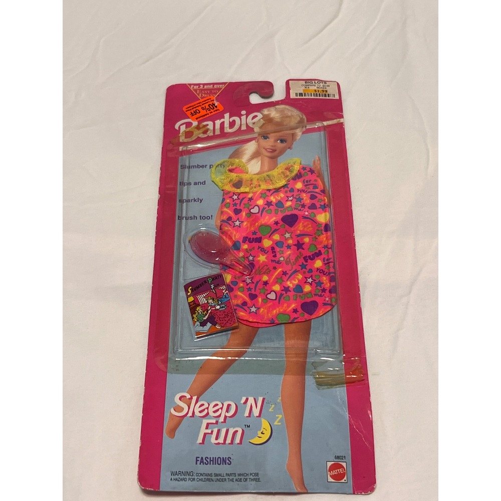 Vintage 1997 Barbie Sleep N Fun Fashions Pink Slumber Party Gown Mattel 68021
